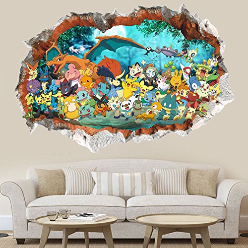 Giant Pokemon Wandtattoo Kinderzimmer, Kind, Boy, Schlafzimmer, Pokemon Go, Pikachu - 3