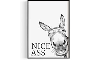 PULSE of HOME Badezimmer Deko Bilder – Hochwertiger Kunstdruck für Deine Wanddeko – Nice Ass Esel A4 (21 x 29,7 cm) – Made in Germany – Ohne Rahmen