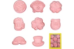 YEJAHY 8 sztuk foremek do wycinania ciasteczek Świętego Patryka, czterolistna koniczyna, zestaw 3D do wycinania ciastek