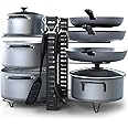 joeji's Kitchen 8 Tier Pan Rack Space Saving Pot Holder Rack Heavy duty Iron Pan Stand 38x46cm Pan Organiser with 3 DIY Methods of Installation