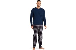 Snuggaroo Mens Soft Fleece Pyjamas Set with Long Sleeve Top and Checked Bottoms