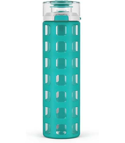 Ello Syndicate BPA-Free Glass Water Bottle with Flip Lid, Grey, 20