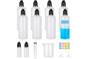 Furuising 8St Liquid Flaschen 100ml, Leer Plastikflaschen Liquidflaschen Tropfflasche Dropper Bottle mit 2 * 10ml Augentropfenflasche, Spritze Messbecher Trichter Zum Mischen von Flüssigkeiten