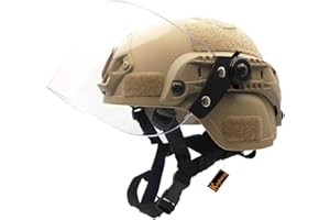 ‎KOYHENG Airsoft Mich 2000 ACH Taktischer Helm mit klarem Visier NVG Halterung und Seitenschiene