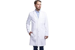 Dr. James profesjonalny fartuch laboratoryjny dla mężczyzn, częściowo dopasowany krój, wiele kieszeni, biały