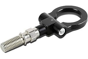 DNA MOTORING DNA THK-JDM-BK Black Aluminum Front/Rear Japanese Car Trailer Tow Hook Ring Kit - M18 x 2.5