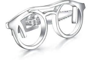 HONEY BEAR Pince à cravate pour homme de taille normale, en acier inoxydable, forme de lunettes, pour cadeau d'affaires, mariage, 4,8 cm, argenté
