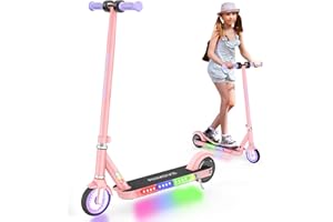 ALLMOVE X2 Plus Trottinette Electrique Enfant 6 a 12 Ans, Roue Flash et Lumière Colorée, Portée de 8 km, Niveau de Batterie Visible, Trottinette Electrique 150W à Freins Doubles