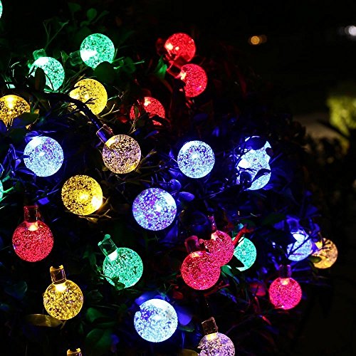 QederTEK LED Solar Lichterkette 6 Meter 30er LED Solar Lichterkette Garten Globe Außen, Solar Beleuchtung Kugel für Party, Weihnachten, Außen, Hausdekoration, Fest Deko usw (Mehrfarbig) - 3