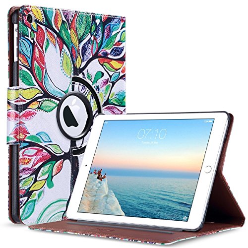 iPad Air Hülle, ULAK 360 Grad Rotierend Stand Smart Cover Case Schutzhülle Tasche Etui mit Auto Schlaf / Wach Funktion für Apple iPad Air/iPad 5th 2013 (Liebesbaum) - 5