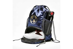 SFBSFL Sports Drawstring Gym Bag,Basketball Football Backpack with Shoes Compartment and Two Water Bottle Holder for Women&Men