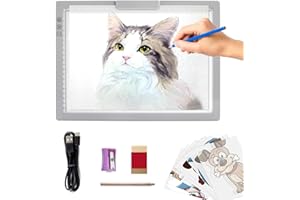 IVAOOZE Plaque LED sans fil A4 avec support innovant et clip, boîte lumineuse rechargeable alimentée par batterie, intensité variable en continu, 6 niveaux de luminosité, désherber, vinyle