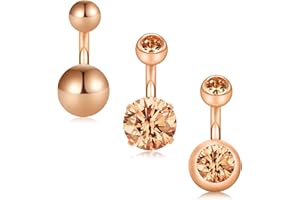 Funseedrr 3pcs Piercing Ombligo Pequeño Vientre Aros Corto Acero Quirúrgico 14G 6mm Ombligo Piercing Joyas