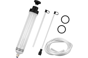 BUCOMTU 500ml Ölabsaugspritze, Ölabsaugpumpe mit 2 Schlauch,Ölabsaugpumpe & Umfüllpumpe für Verschiedene Öle,Bremsflüssigkeit, Kühlmittel, Getriebeöl – Manuelle Flüssigkeitspumpe Spritze 500ml