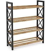 3 &Ccedil;ıtalı 4 Katlı Masif Ahşap Ayakkabılık &ndash; &Ccedil;am Ahşap Raflı Plastik Ayaklı Dekoratif Ayakkabı Rafı &ndash; 49 x 18 x 64 cm &ndash; MDF Değ