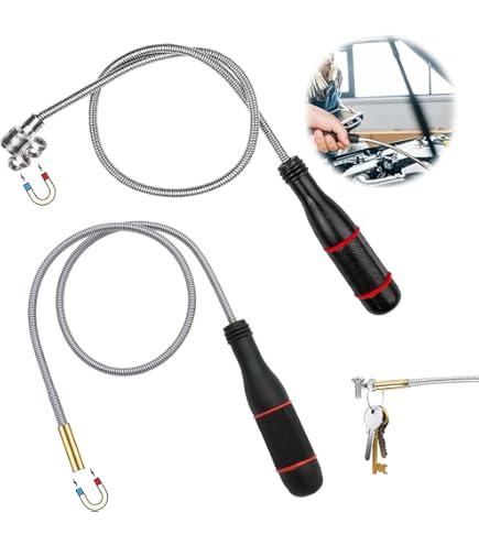 2 Herramientas Magnéticas Recogedoras Telescópicas - Imán Flexible Y Barra Extensible Hasta 60 Cm, Para Recoger Tornillos, Llaves, Etc.