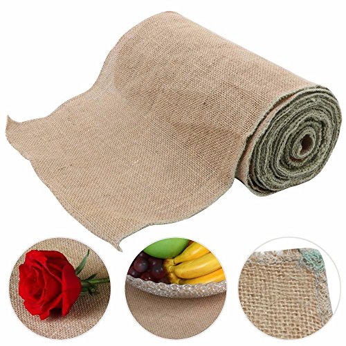 Yahee Tischläufer Tischband Tischdeko 30 cm breit, 10 Meter Rolle aus Jute natur - 2