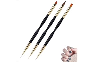 Olakin Pennelli per Unghie [3 Pack], Pennelli per Nail Art Professionali, Manicure Kit, Pennelli Smalto, Pennello per Unghie Acrilico Per Decorazioni Unghie (Nero)