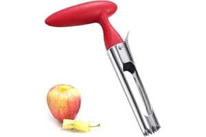 Vide Pomme, Vide Trognon pomme ou de poire en acier inoxydable, Dénoyauteur à Pomme avec Poignée en ABS et Lame Dentelée en Acier Inoxydable (rouge)