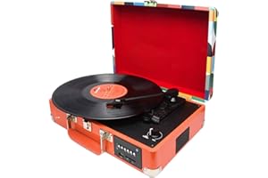 DIGITNOW! Briefcase Retro Record Player Bluetooth with speakers for vinyl,Vinyl-to-MP3 Recording,FM Radio&Aux in with USB Port & SD Encoding