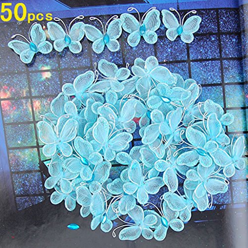 50St. Schmetterlinge Deko für Hochzeit – blau - 3