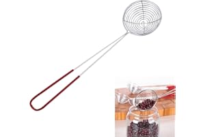 KISBEIBI Cuchara de drenaje, colador de acero inoxidable, cuchara ranurada, cuchara Boba Pearl, cucharón de sopa, cuchara de malla antiadherente con mango para freír alimentos