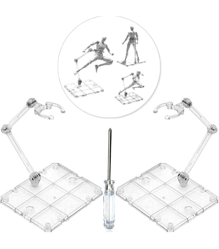 Sourcing Map Actionfiguren-Ständer Set - 3 Stück, Transparent, Basis 7,3x9,3 Cm - Für 15-20 Cm Figuren