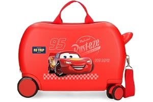 Joumma väskor, Disney Cars RD-resa, kabinväska, barnväska, tillverkad av ABS, ett styvt och lätt material, flerriktad vridbar dubbelhjul, sidokombinationslås., Röd röd, barnresväska