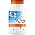 Doctor's Best, Fully Active Folate (Folic Acid), with Quatrefolic, 400 mcg, 90 Vegan Capsules, Vitamin C, Laboratory Tested, High Dosage, Gluten Free, Soy Free, GMO Free