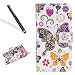 Produktbild Lederhülle für Huawei P8 Lite 2017,Cover für Huawei P8 Lite 2017 Hülle Case,Leeook Elegant Schön Bunt Schmetterling Blumen Muster Entwurf PU Lederhülle Flip Hülle im Bookstyle Cover Schale Slim Fit Soft Silikon Magnetverschluss Schutzhülle PU Leder Hülle Flip Wallet Case Kunstleder Tasche Cover mit Standfunktion und Kartenfächer Tasche Wallet Case für Huawei P8 Lite 2017 + 1 x Schwarze Eingabestift-Colorful Butterfly Flower