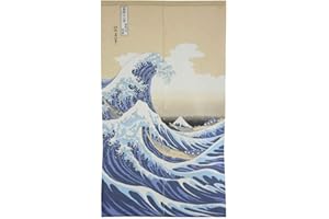 NARUMI 鸣海 Narumi Narumikk Noren (tradycyjna japońska zasłona) 85 x 150 cm, wyprodukowana w Japonii (Hokusai Ukiyoe Kanagawa Great Wave 14214)