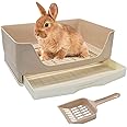 HYLYUN Large Rabbit Litter Tray Box Toilet,Potty Trainer Corner Litter Bedding Box with Drawer Larger Pet Pan for Adult Guine