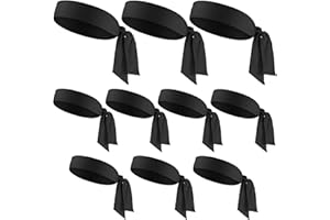 Geebuzz 10 Pcs Tie Headbands for Men Women Ninja Karate Pirate Headbands Elastic Sweat Sports Athletic Sweatbands Head Bands for Tennis Workout Running Baseball