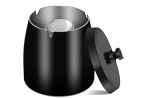 LEBORNT Aschenbecher für Draussen, Outdoor Aschenbecher mit Deckel, Winddichter Sturmaschenbecher aus Edelstahl, Aschenbecher Groß als Windaschenbecher, Zigarrenaschenbecher für Draußen und Innen (Schwarz)