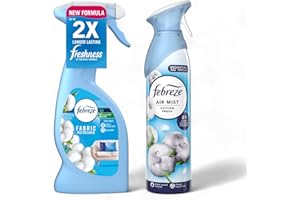 KRISHNA STORES LTD Febreze Air Mist and Fabric Freshener bundle : 1 x Febreze Air Mist Cotton Fresh 185ml and 1 x Febreze Fabric Refresher Cotton fresh 375ml - Office, Home, Carpet, Sofa & Curtains odour eliminator