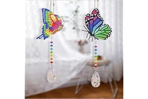 OKUGAIYA Diamond Painting Set Hängender Anhänger Handwerk, 2 Stück DIY Special Shaped Bohrer Kristall Licht Fenster Windspiele Schmuck Kit Kunst Mosaik Deko.A