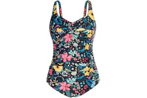 Hanna Nikole Women's Plus Size One Piece Swimsuit Tummy Control Swimwear Swimsuit V-Neck Ruched Monokinis