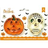 Decora 0255067 Set 2 Tagliapasta Teschio E Zucca In Plastica, Il Kit Ideale per Creare Decorazioni in Pasta di Zucchero o di 