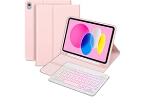Bettdow for iPad A16 11th Generation 2025/10th Generation 2022 Keyboard Case, UK Layout Detachable Backlit Wireless Keyboard, Case with Pencil Holder for iPad A16 11 Inch/ 10th Gen 10.9 Inch (Pink)
