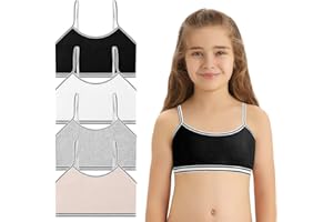 flintronic Brassières Soutiens-Gorge Fille en Coton, Brassière Fille de Sport, Fille Haut Bandeau Lingerie, Lot de 4