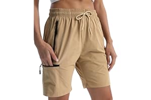 EBANKU Damskie szorty cargo szybkoschnące lekkie letnie szorty dla kobiet podróże sportowe golf z kieszeniami na zamek błyskawiczny