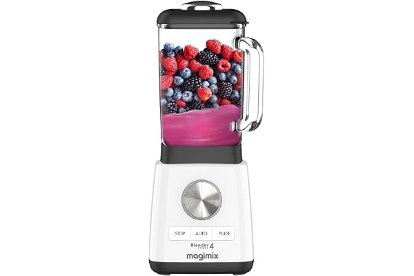 Magimix Blender Mixeur Professionnel - Hachoir, Blender pour Smoothie, Mixeur Soupe, Hachoir Blender Multifonction - Bol en verre - Blanc