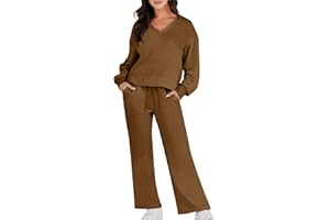 vokkrv Conjunto Chándal Mujer Invierno Otoño Chándal 2 piezas Conjunto Casual Deportivo Sudaderas sin Capucha y Pantalones Deporte Largos Conjunto Dos Piezas Elegante Sudaderas Deportiva