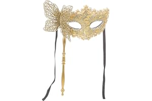 Toyvian Handheld Masquerade Mask with Stick for Women, Gras Mask, Fancy Dress Party Pack of 2