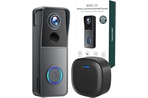 EUKI Wireless Video Doorbell Camera with Chime, Voice Changer, Voice Message, PIR Motion Detection, Instant Alerts, 1080P HD, Night Vision, 2-Way Audio, Battery Powered, 2.4G WiFi, IP65, Support SD Storage