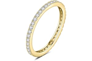 JewelryPalace 0.6ct Demi Eternel Empilable Bague Taille Rond 6 Cubic Zirconia Pierre Argent 925 Femme, Plaqué Or Jaune Or Rose Bague fin Anneau Fiançailles Mariage Promise Alliance, Bijoux Mariee