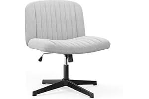 naspaluro Bürostuhl Ohne Armlehnen, Schreibtischstuhl mit Stoffbezug, Lesesessel mit Breiterem Polster zum Sitzen im Schneidersitz, Wippfunktion, Höhenverstellbar, 360° Drehstuhl für Haus, Grau