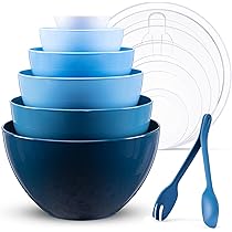 Set Di 5 Ciotole In Acciaio Inox Con Coperchi In Plastica E Base Antiscivolo - Misure Da 1,5 A 8 QT, Ideali Per Preparare, Mescolare E Conservare Cibo - 2