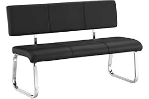 IDIMEX VILAS - Panca da pranzo a 3 posti, con struttura in metallo, comoda imbottitura, in similpelle, ideale per sala da pranzo e cucina, resistente, durevole ed elegante con 3 posti, gesto cromato