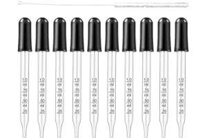 BCBF 10 Stück Pipette Glas Tropfpipette Pipette Glas,Glas Flüssigkeit Tropfen,Flüssig-Pipette,Tropfpipette,Tropfpipette 1ml mit Reinigungsbürstefür